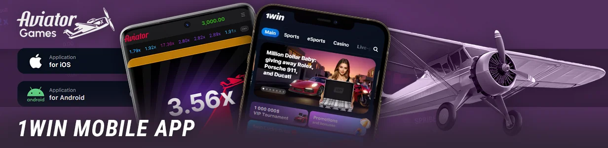 Use the 1Win casino app to place bets in Aviator crash game