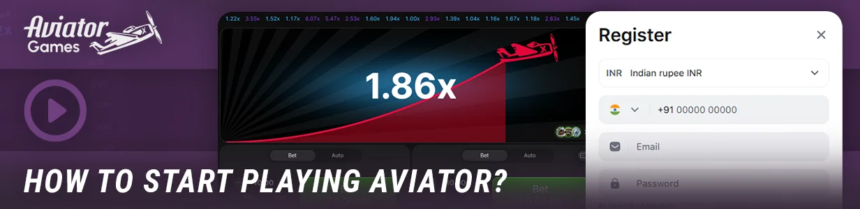 Getting started with Aviator on the 1Win website - registration, deposit, and betting process