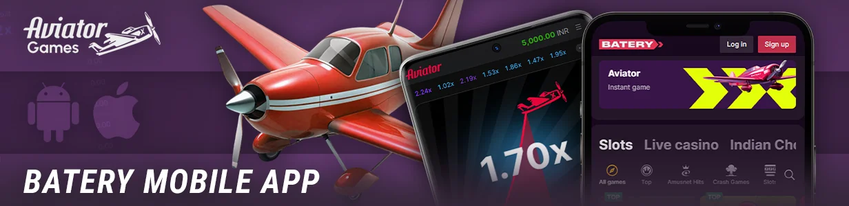 Download the Batery Casino app on iOS or Android to play Aviator crash game
