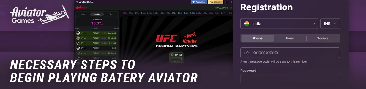 Instructions for starting to play Aviator on the Batery Casino