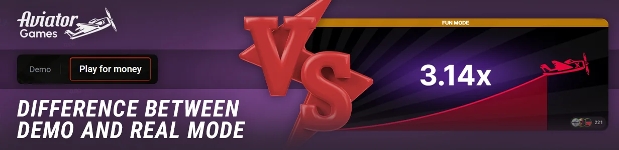 Comparison of Aviator demo mode and real money gaming