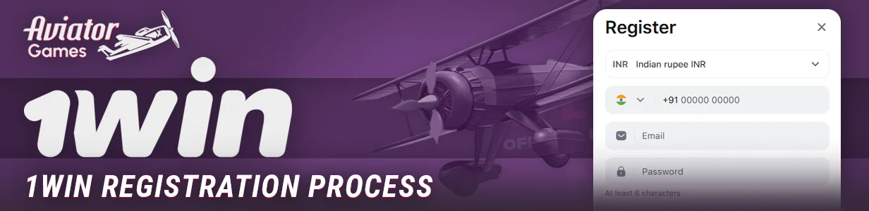 The registration process at 1Win Casino to start playing Aviator