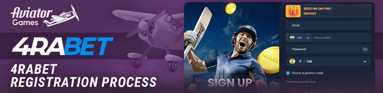 Registration at 4Rabet online casino with Aviator