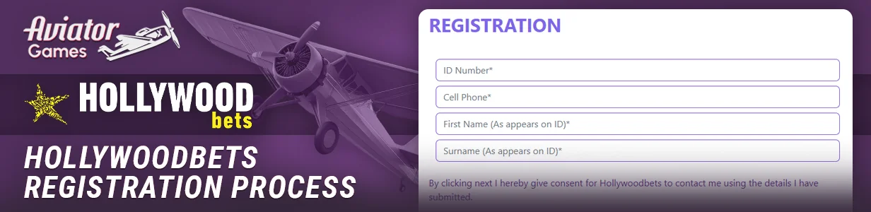 Instructions for registering at Hollywoodbets Casino - start playing Aviator