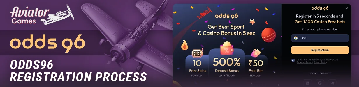Register at Odds96 Casino to play Aviator